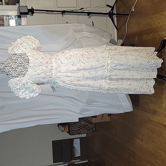 LoveShackFancy White and Pink Floral Maxi Dress - Picture 7 of 9